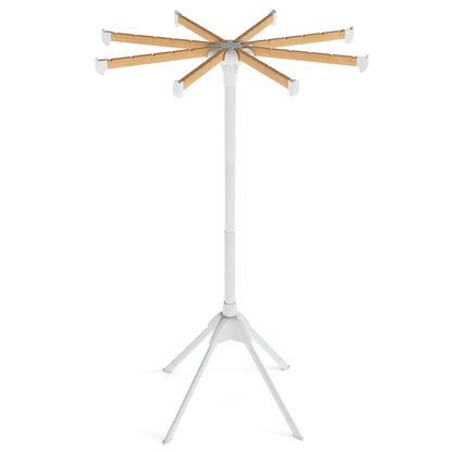 Foldable Laundry Drying Rack with 8 Bamboo Hanging Rods and 4-Legged Design