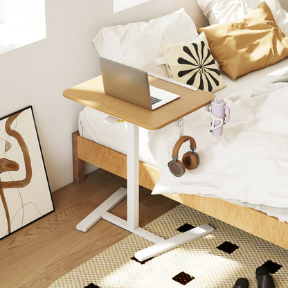 Foldable Mobile Standing Desk Rolling Laptop Desk with 90° Tiltable Tabletop-Natural