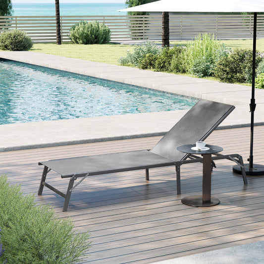 Foldable Patio Lounge Chair with 5-Position Adjustable Backrest-Grey