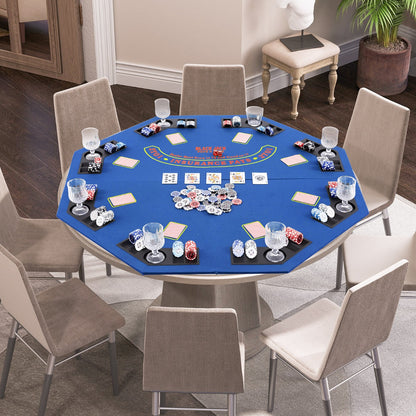 120CM 8-Player Foldable Poker Table Top with Carrying Bag-Blue
