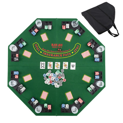 120CM 8-Player Foldable Poker Table Top with Carrying Bag-Green