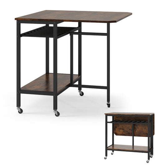 Folding Dining Table in Rustic Brown