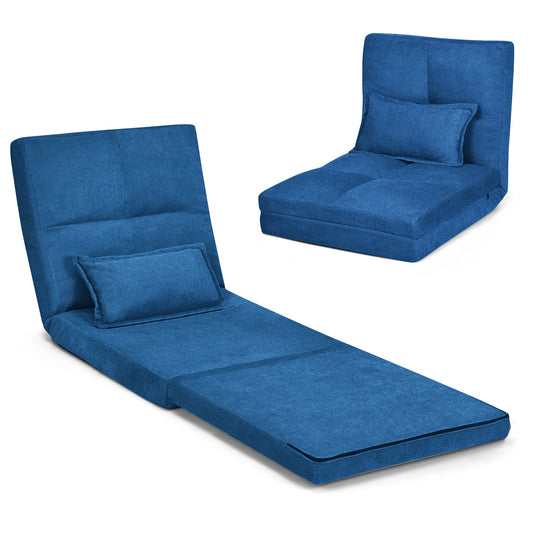 Folding Lazy Floor Sofa Bed with Pillow in Navy