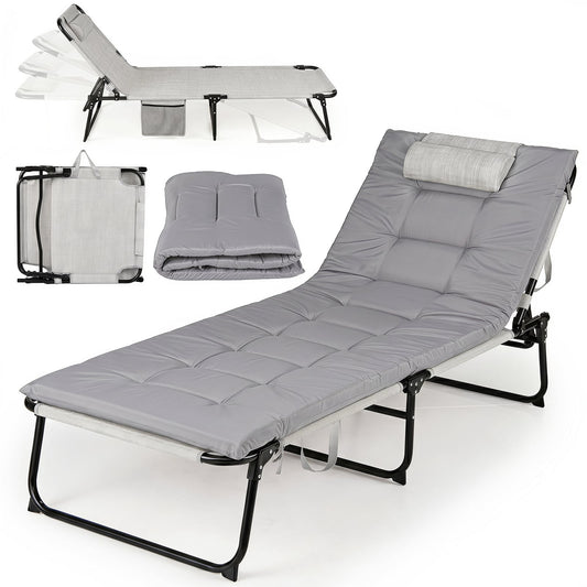 Folding Sun Lounger in Grey