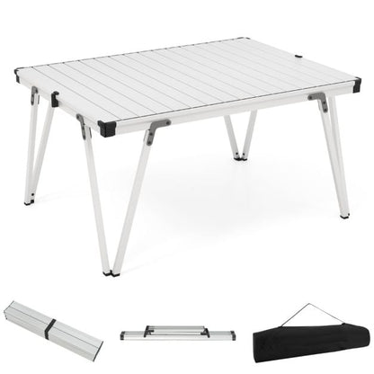 Folding Camping Table with Storage Bag and Waterproof Desktop-Silver