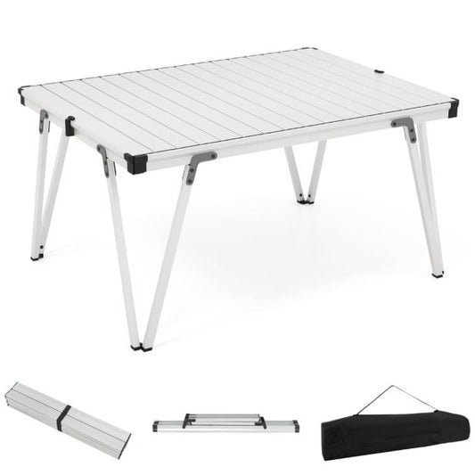 Folding Camping Table with Storage Bag and Waterproof Desktop-Silver