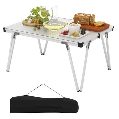 Folding Camping Table with Storage Bag and Waterproof Desktop-Silver