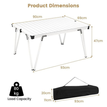 Folding Camping Table with Storage Bag and Waterproof Desktop-Silver
