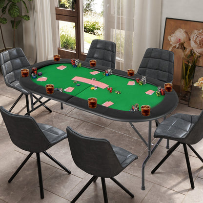 Folding Cardboard Game Table with 8 Cup Holders and Comfy Armrests-Green