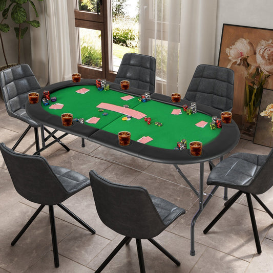 Folding Cardboard Game Table with 8 Cup Holders and Comfy Armrests-Green