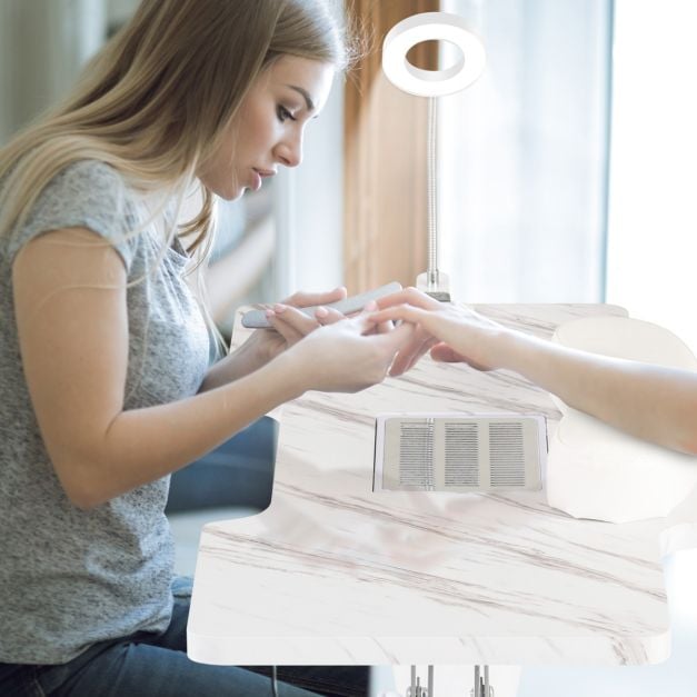 Portable Folding Manicure Nail Table with Electric Dust Collector-White