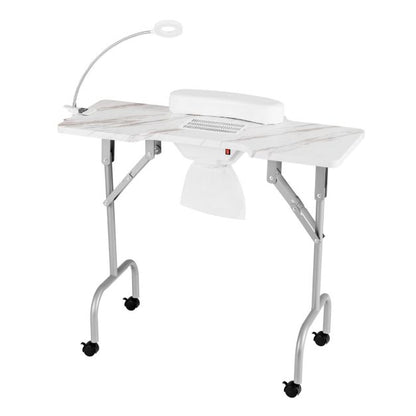 Portable Folding Manicure Nail Table with Electric Dust Collector-White