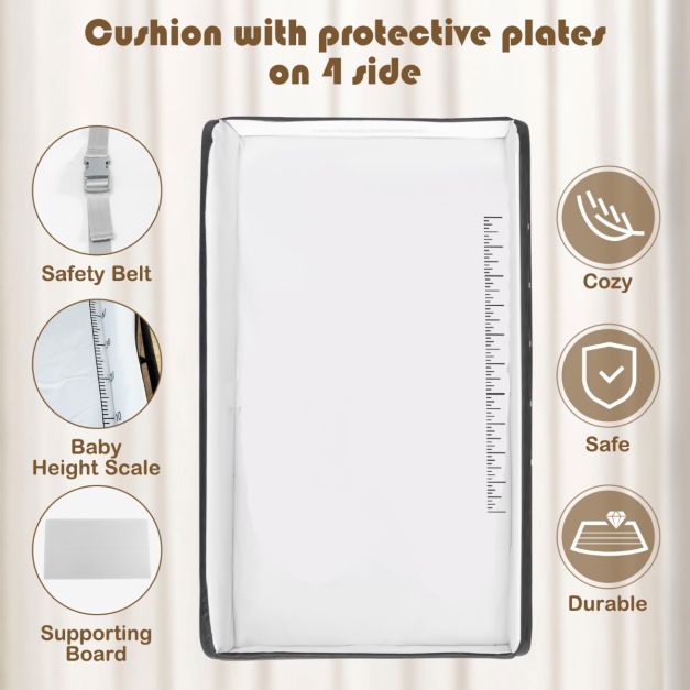 Folding Nursery Changing Table with Lockable Wheels and Storage Basket-Black