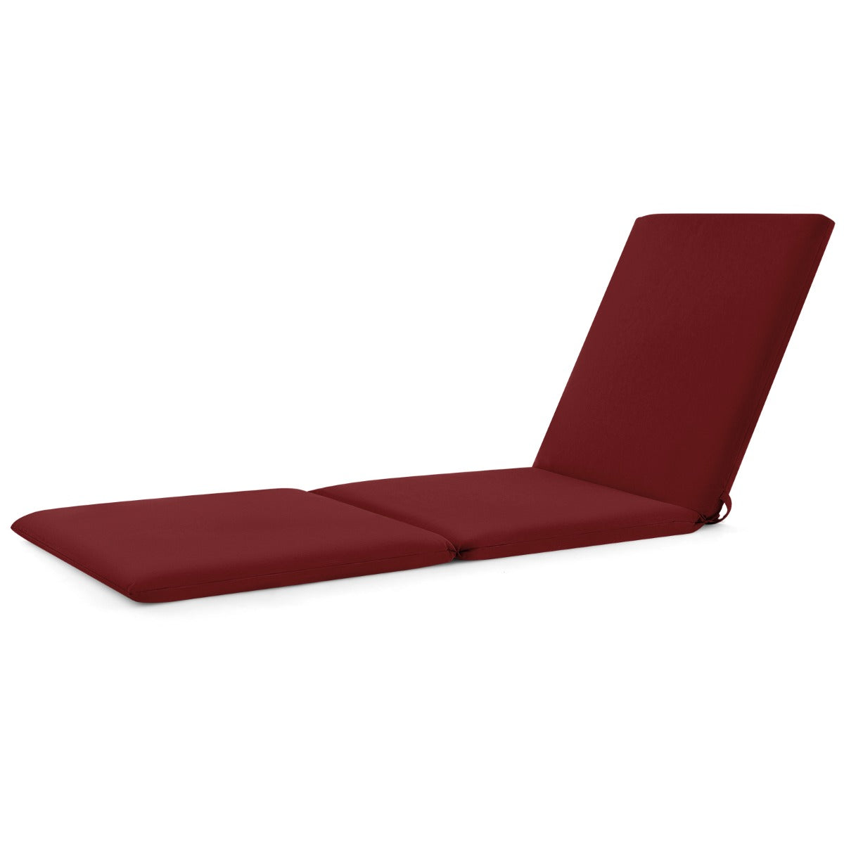 Folding Outdoor Chaise Lounge Cushion Patio Furniture Pad with Straps-Red-1 Piece