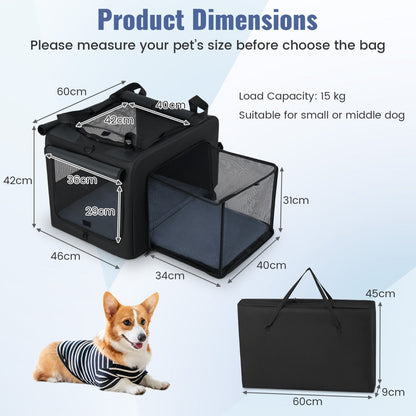 Foldable Dog Crate with Openings and Window Mesh Inner Basket-S