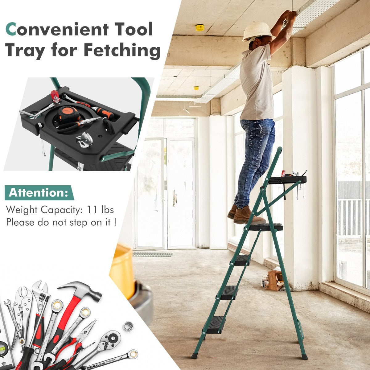 Folding Step Ladder 4-Step Ladder-Black