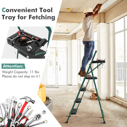 Folding Step Ladder 4-Step Ladder-Black