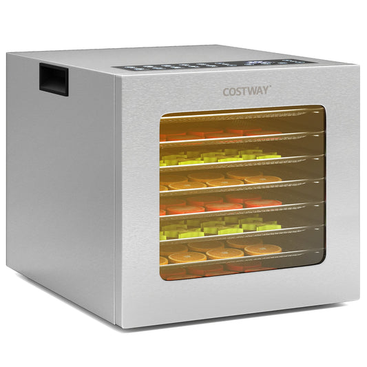 Food Dehydrator Machine with 8 Stainless Steel Trays-Silver