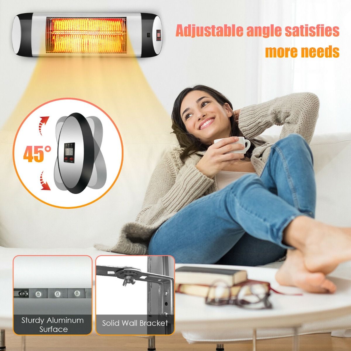 1500W Electric Infrared Heater with LED Display and Timer