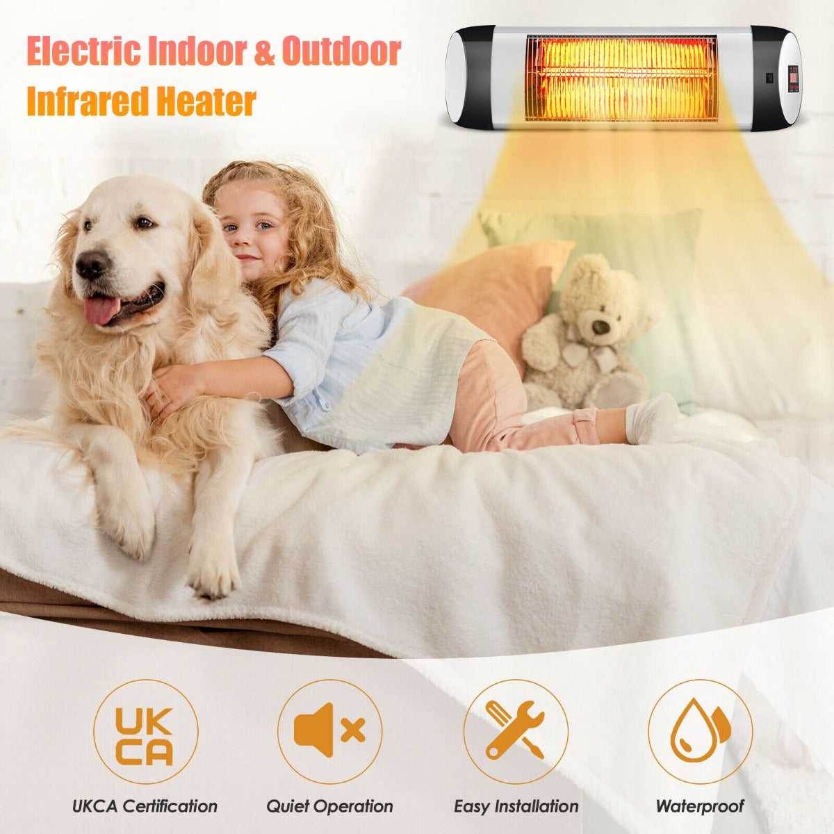 1500W Electric Infrared Heater with LED Display and Timer