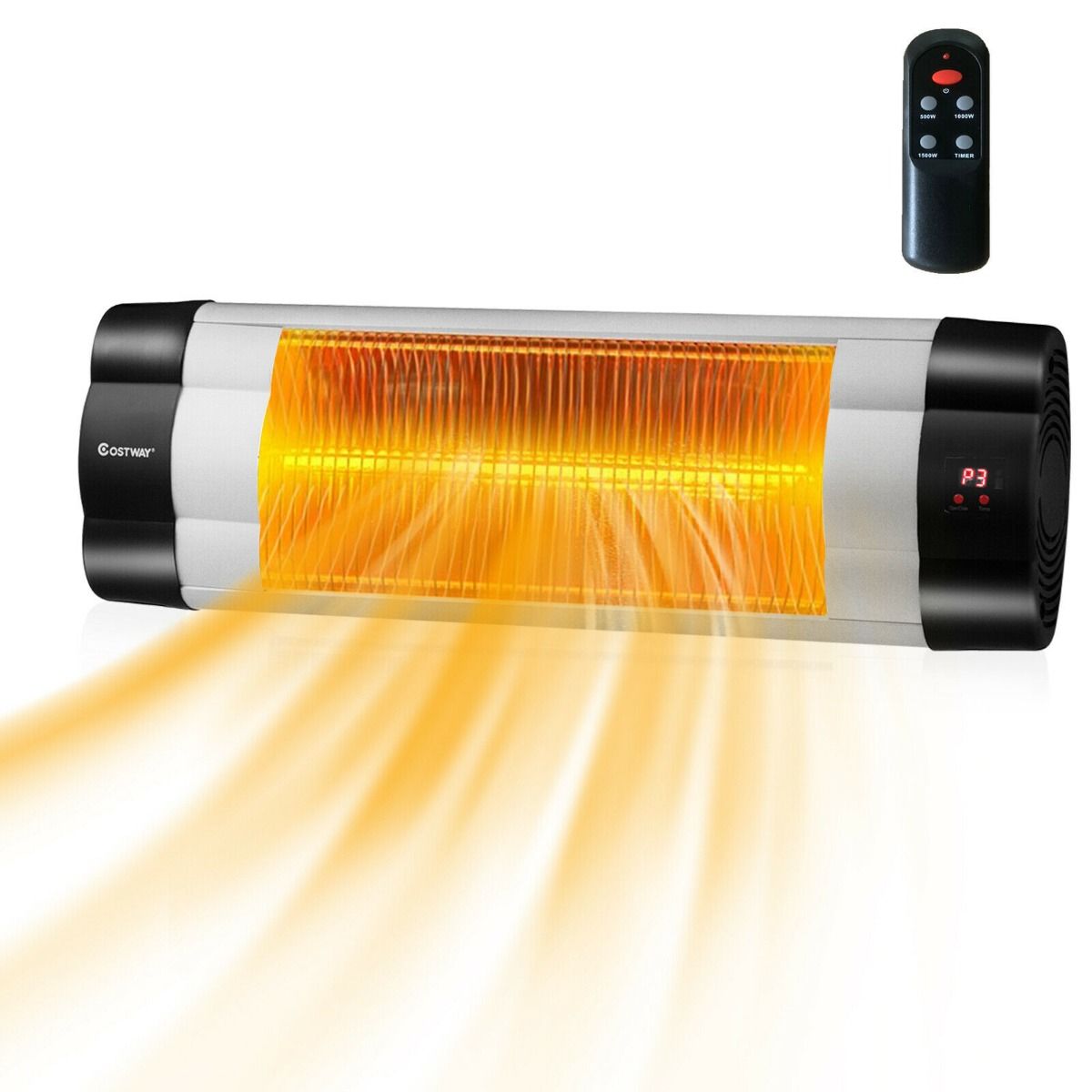 1500W Electric Wall Mounted Heater with Remote Control for Garden Patio