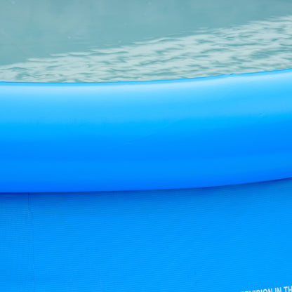 Outsunny 274cm x 76cm Inflatable Swimming Pool Family-Sized Blow Up Pool Round Paddling Pool with Hand Pump for Adults, Outdoor, Garden and Backyard, Blue