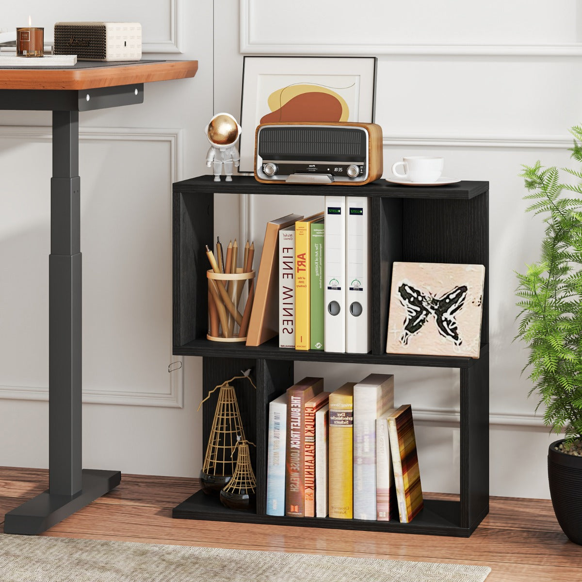 3-Tier Freestanding Bookshelf for Home Office-Black