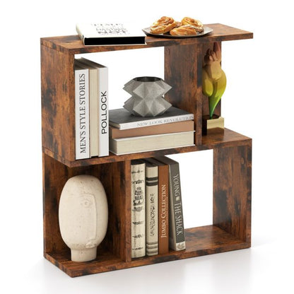 3-Tier Freestanding Bookshelf for Home Office-Rustic Brown