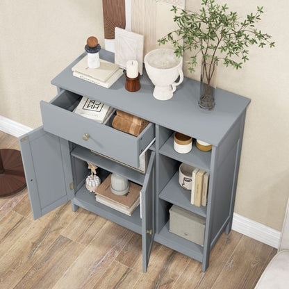 Freestanding Kitchen Bathroom Floor Cabinet Cupboard Storage Organizer-Grey