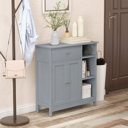 Freestanding Kitchen Bathroom Floor Cabinet Cupboard Storage Organizer-Grey