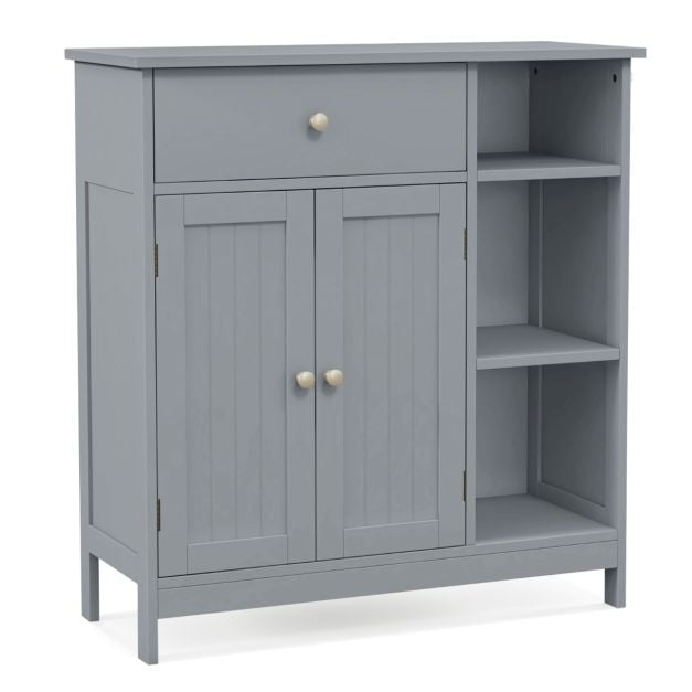 Freestanding Kitchen Bathroom Floor Cabinet Cupboard Storage Organizer-Grey