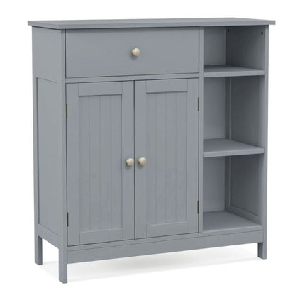 Freestanding Kitchen Bathroom Floor Cabinet Cupboard Storage Organizer-Grey