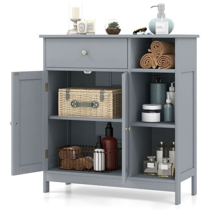 Freestanding Kitchen Bathroom Floor Cabinet Cupboard Storage Organizer-Grey