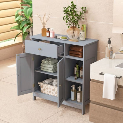 Freestanding Kitchen Bathroom Floor Cabinet Cupboard Storage Organizer-Grey