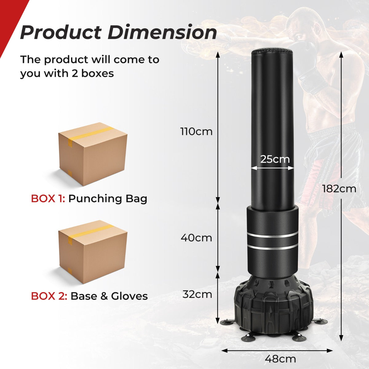 Freestanding Punching Bag 71 Inch Boxing Bag with 25 Suction Cups Gloves and Filling Base