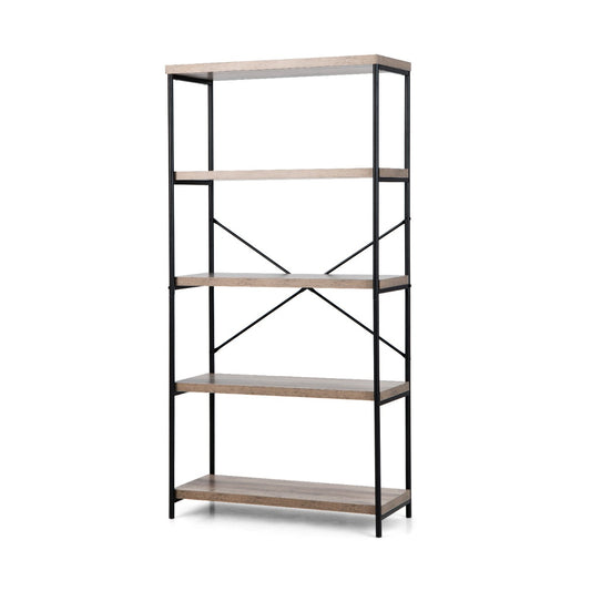 Freestanding Wooden 5-Tier Storage Bookshelf-Grey