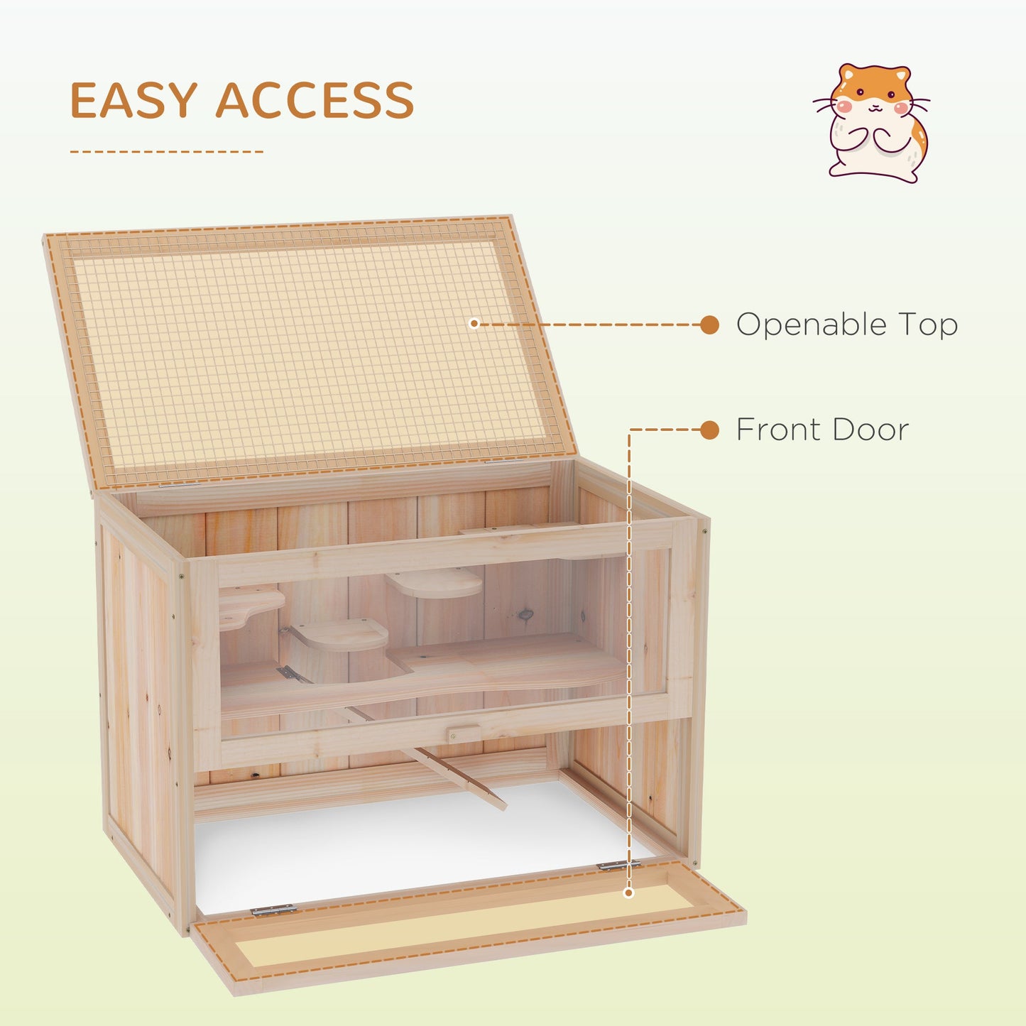 PawHut Wooden Hamster Cage Mouse Mice Rodent Small Animals Hutch Exercise Play House 60 x 35 x 42cm