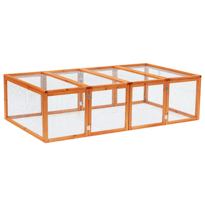 PawHut Wooden Rabbit Hutch Cage 6ft with Wire Mesh, Openable Roof, Play Space for Outdoor, Natural Wood Finish