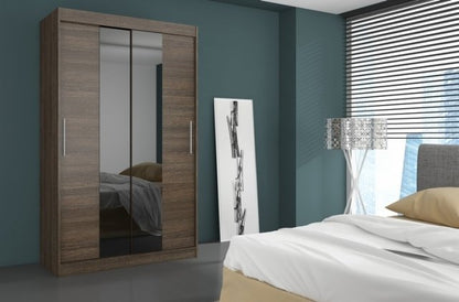 Darko 2-Door Mirrored Sliding Wardrobe 180cm - Black, Brown or Sonoma Oak