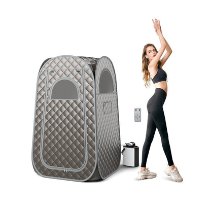 Full Body Steam Sauna Tent with 3L Steam Generator for Single Person-Grey