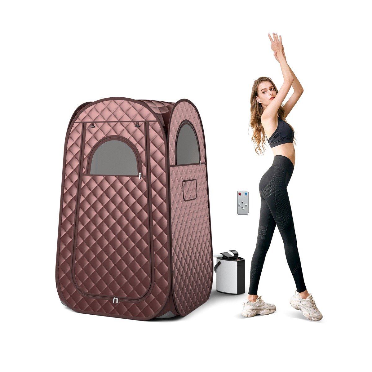 Full Body Steam Sauna Tent with 3L Steam Generator for Single Person-Coffee