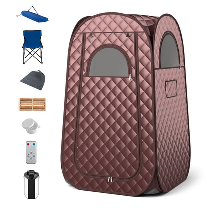 Full Body Steam Sauna Tent with 3L Steam Generator for Single Person-Coffee