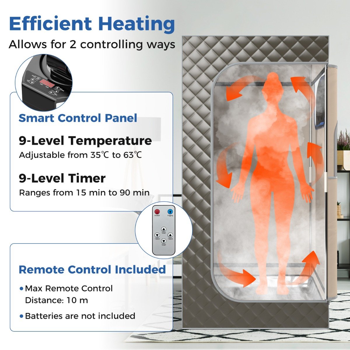 Portable Steam Sauna for Home with 3L Steam Generator-Coffee