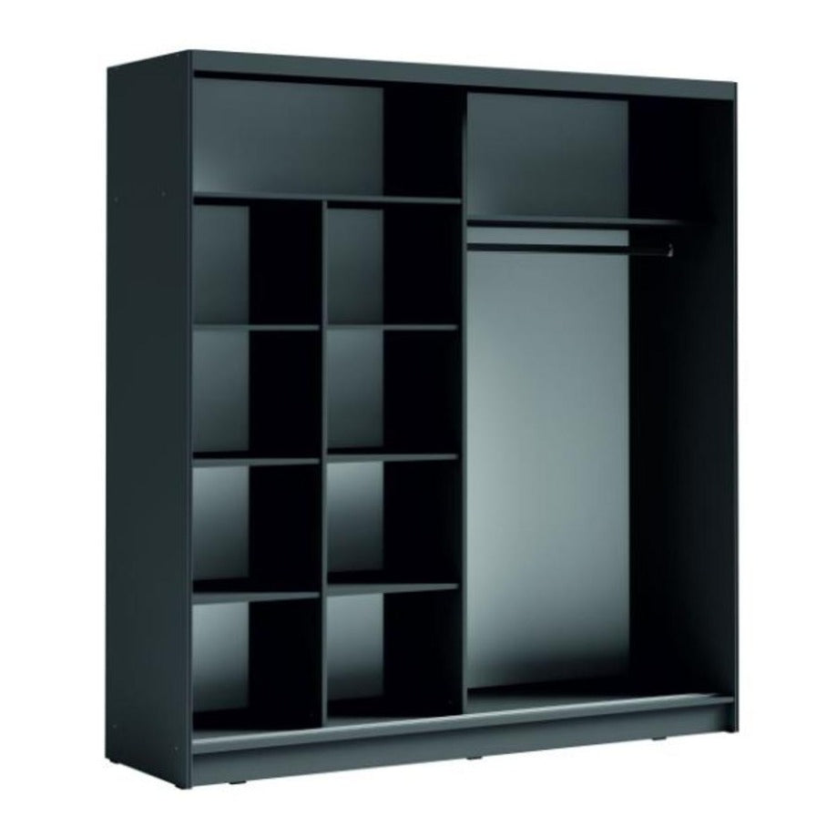 Luzern Sliding Door 203cm Mirror Wardrobe - Black