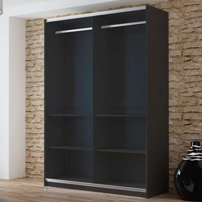 Boris Mirror Sliding Door 150cm Wardrobe - Black, Graphite, White