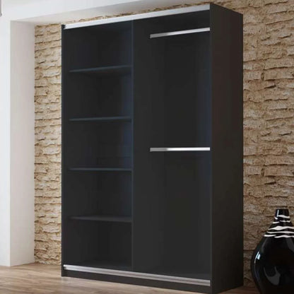 Boris Mirror Sliding Door 150cm Wardrobe - Black, Graphite, White