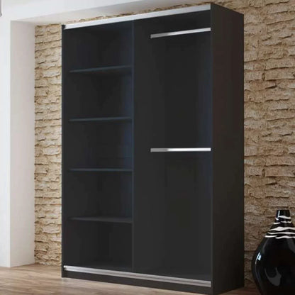 Boris Mirror Sliding Door 150cm Wardrobe - White, Black, Graphite