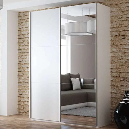 Boris Mirror Sliding Door 150cm Wardrobe - Black, Graphite, White