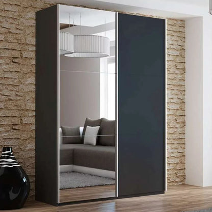 Boris Mirror Sliding Door 150cm Wardrobe - Black, Graphite, White