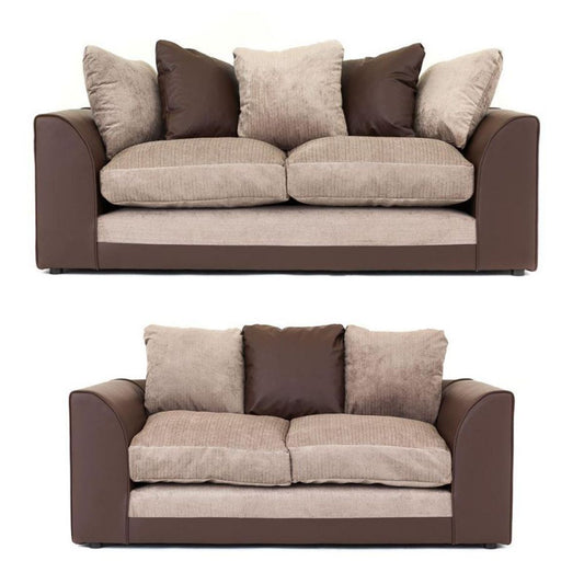 Dylan Fabric 3 Seater and 2 Seater Sofa Set - Black Grey or Brown Beige